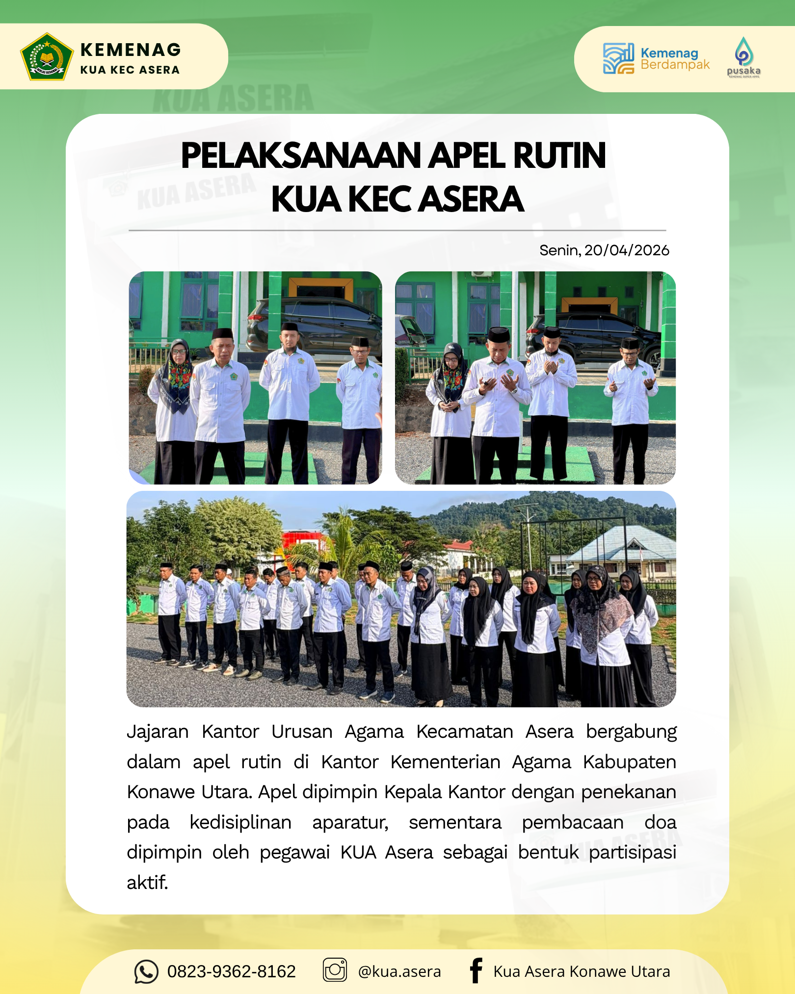 Pelaksanaan Apel Rutin KUA Kec Asera